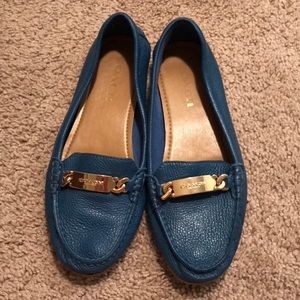 Blue leather coach loafers, barely worn